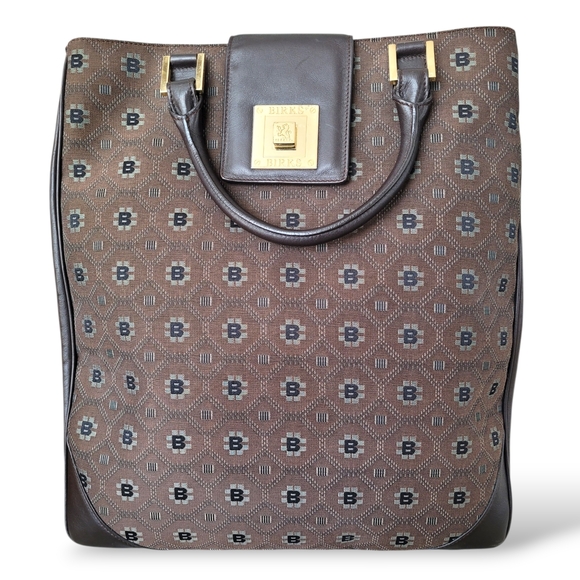 Maison Birks Handbags - Birks Logo Canvas & Leather Top Handle Bag | Made in Italy | Vintage | Rare
